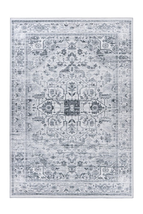 Soho 401 Silver Grey Machine Washable Rug with Floral Medallion - ADORE RUGS and FLOORING
